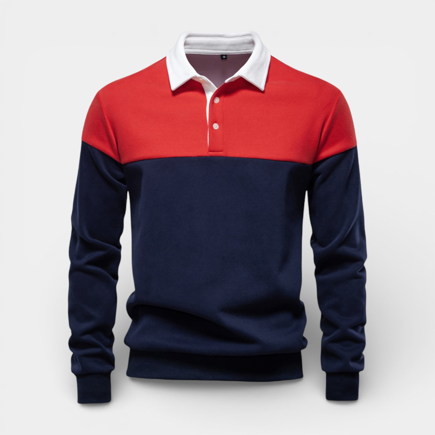 Color Block Long Sleeve Pullover Polo Shirt for Men