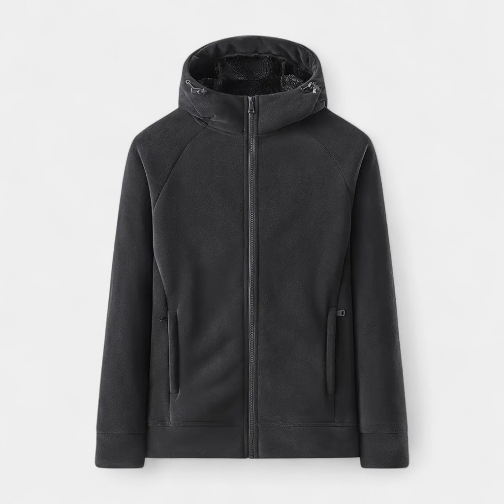 Fleece Full-Zip Hoodie Plush Lined Relaxed Fit for Men