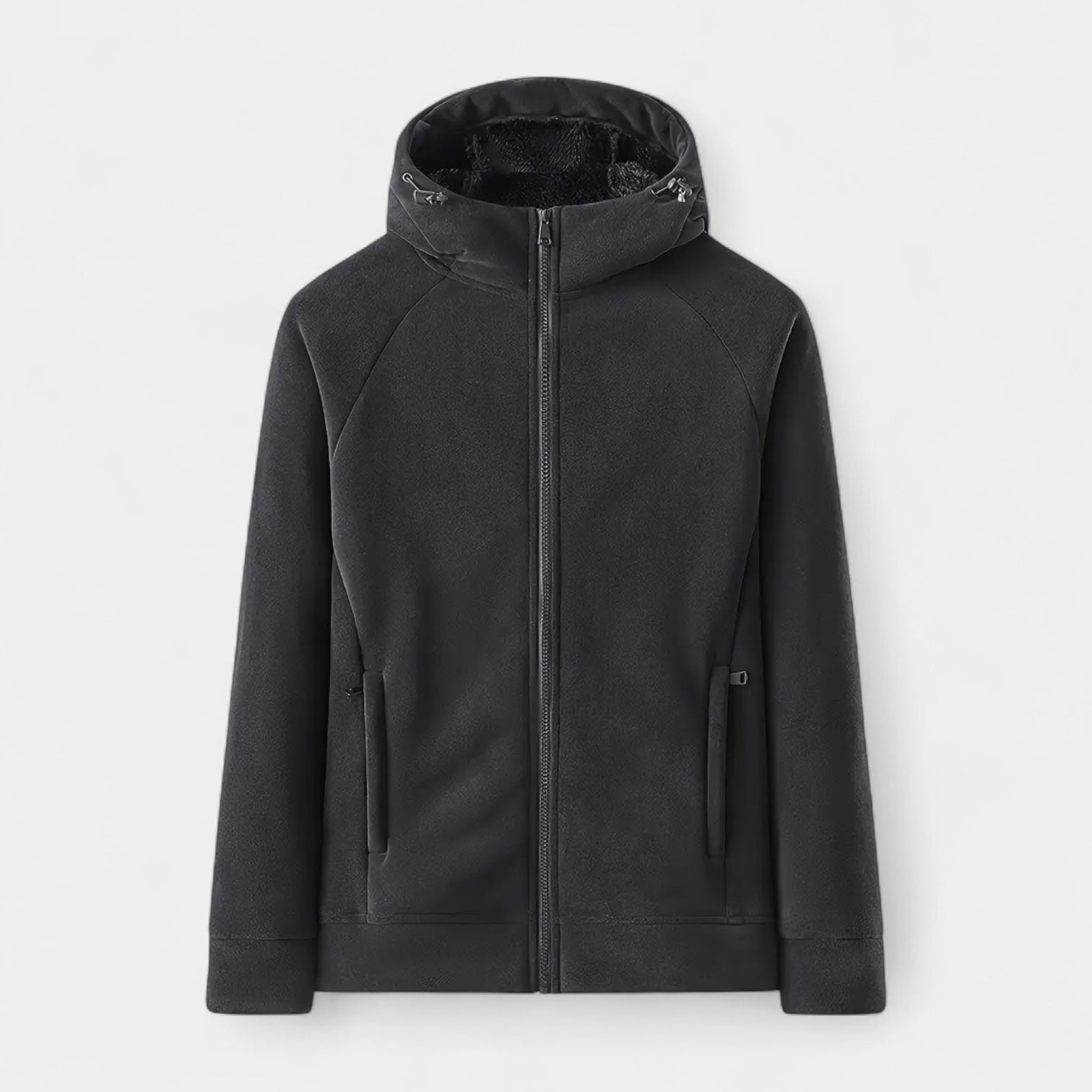 Fleece Full-Zip Hoodie Plush Lined Relaxed Fit for Men