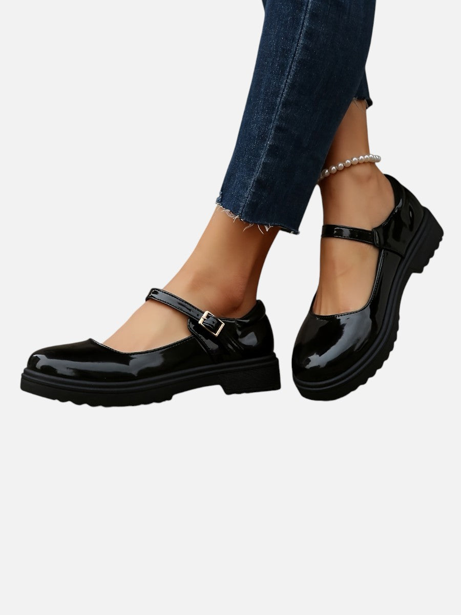 Women's Glossy Mary Jane Loafers for Everyday Comfort