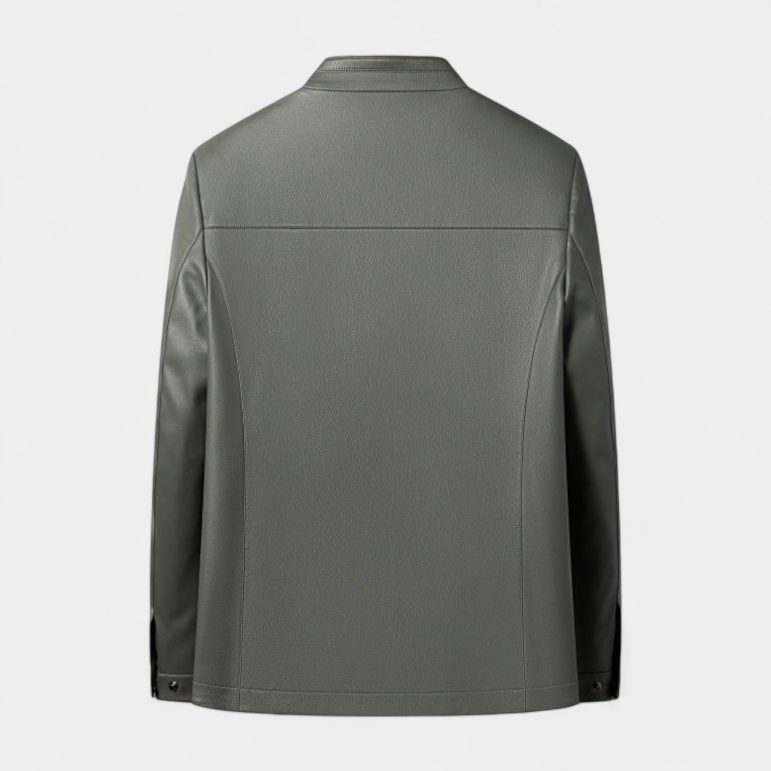 Genuine Leather Stand Collar Jacket Regular Fit for Men