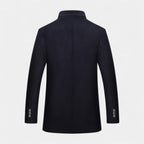 Wool-Blend Trench Coat Stand Collar Tailored Fit for Men