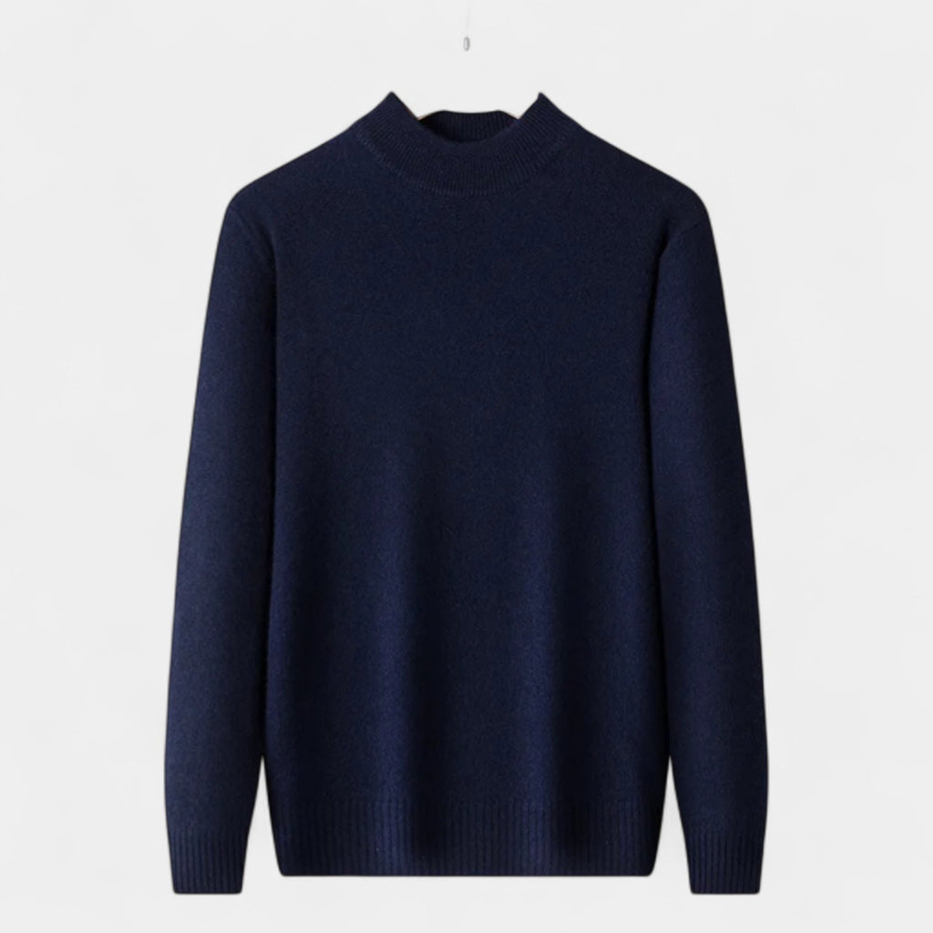 Merino Blend Half-Turtleneck Pullover Ribbed Knit for Men