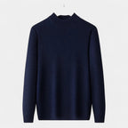 Merino Blend Half-Turtleneck Pullover Ribbed Knit for Men