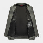 Genuine Leather Jacket Full Zip Regular Fit for Men