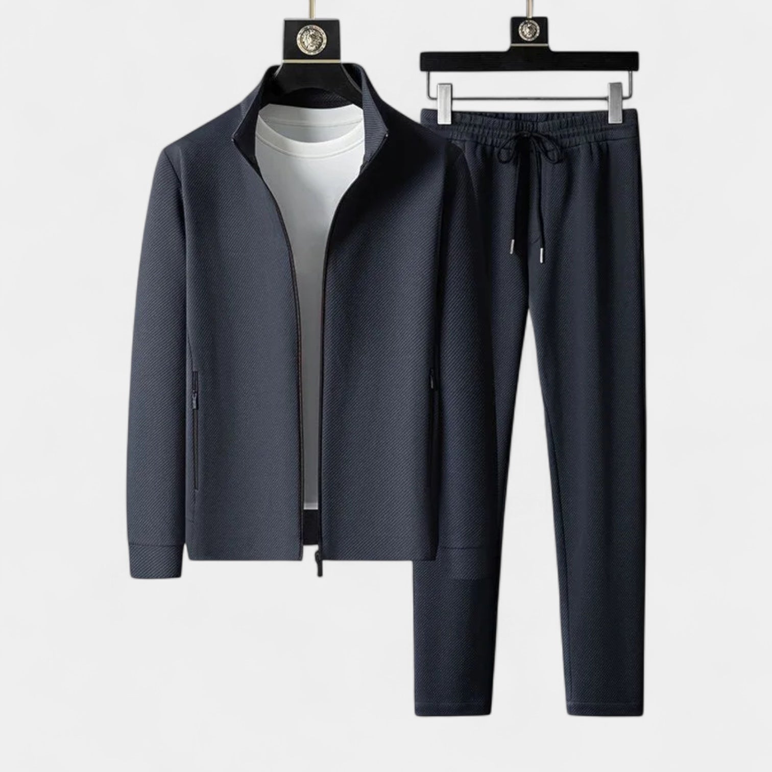Zip Tracksuit Set Stretch Polyester Regular Fit for Men