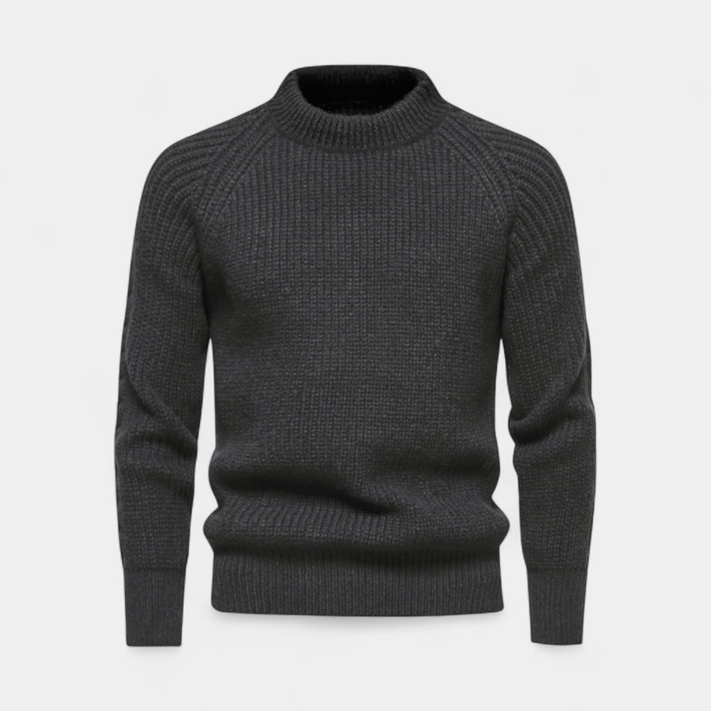 Chunky Knit Wool Blend Crewneck Sweater for Men