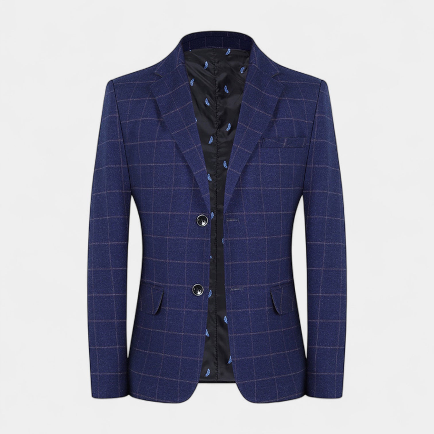 Single Breasted Check Blazer Tailored Fit for Men