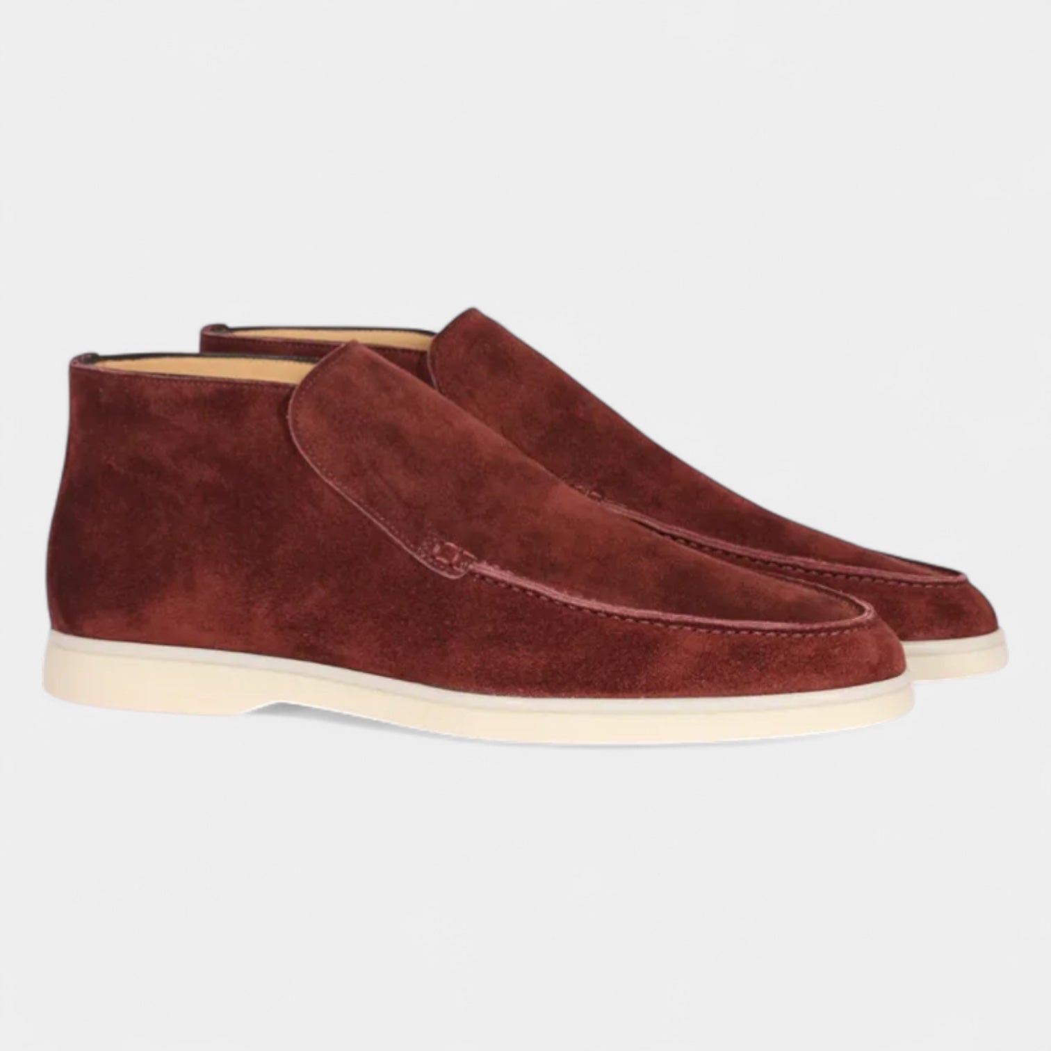 Suede High-Top Loafers Slip-On Rubber Sole for Men