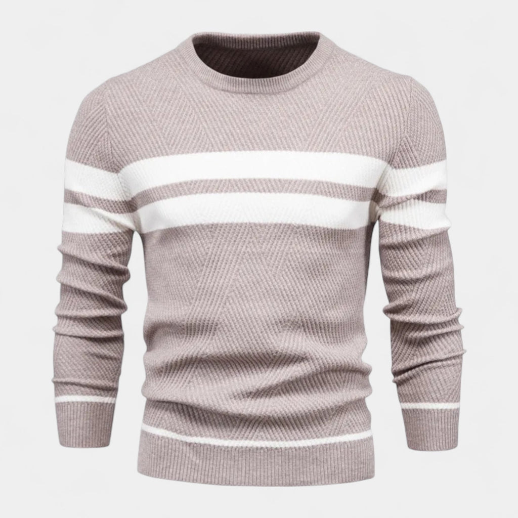 Striped Crewneck Pullover Sweater Slim Fit for Men