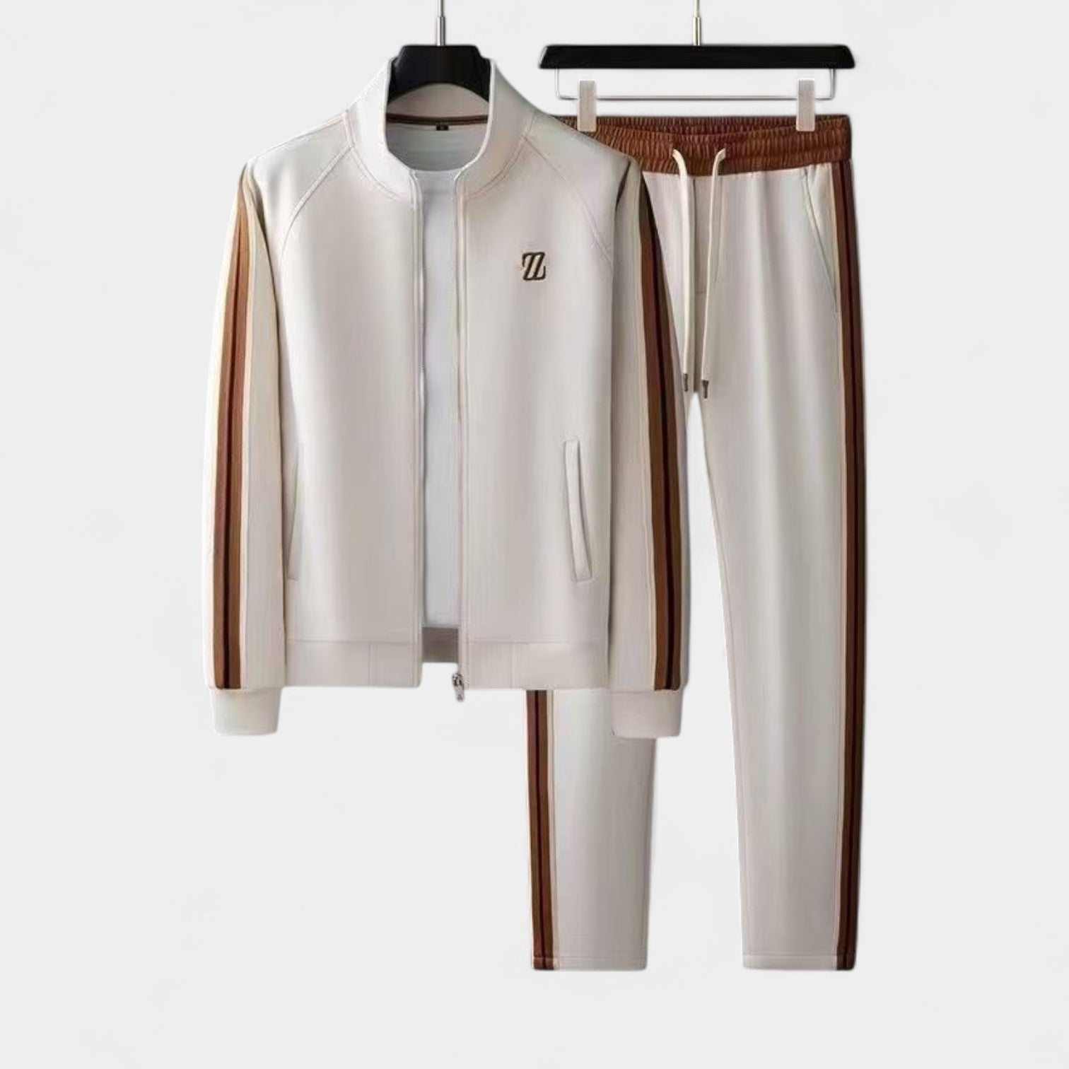 Zip-Up Tracksuit Set Stretch Jogger Pants for Men