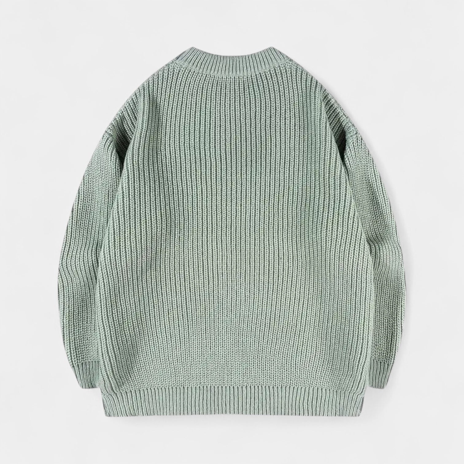 Crew Neck Ribbed Knit Sweater Regular Fit for Men