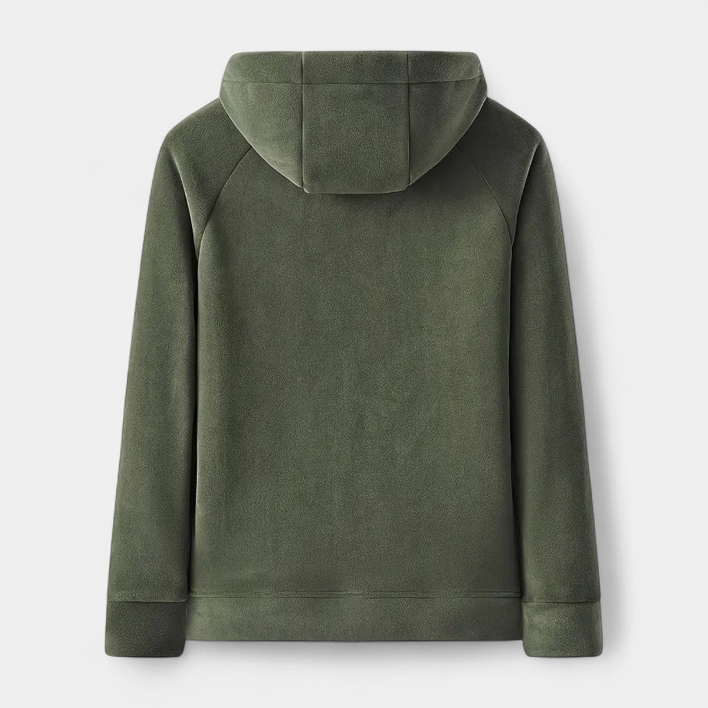 Fleece Full-Zip Hoodie Plush Lined Relaxed Fit for Men