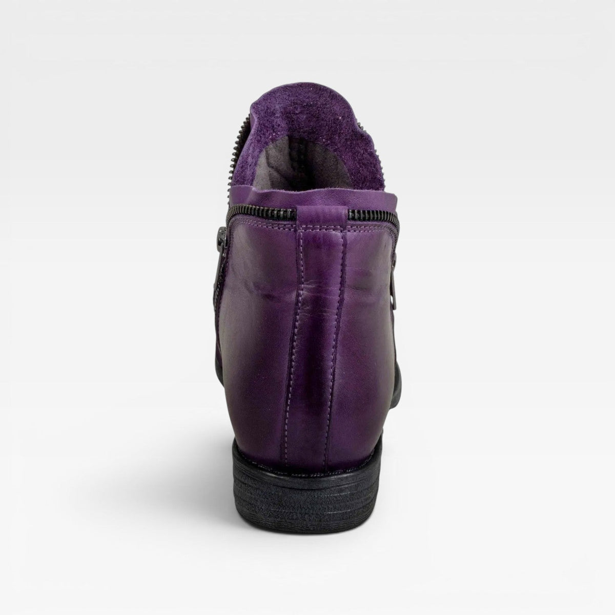 Women's Leather Ankle Boots with Side Zip