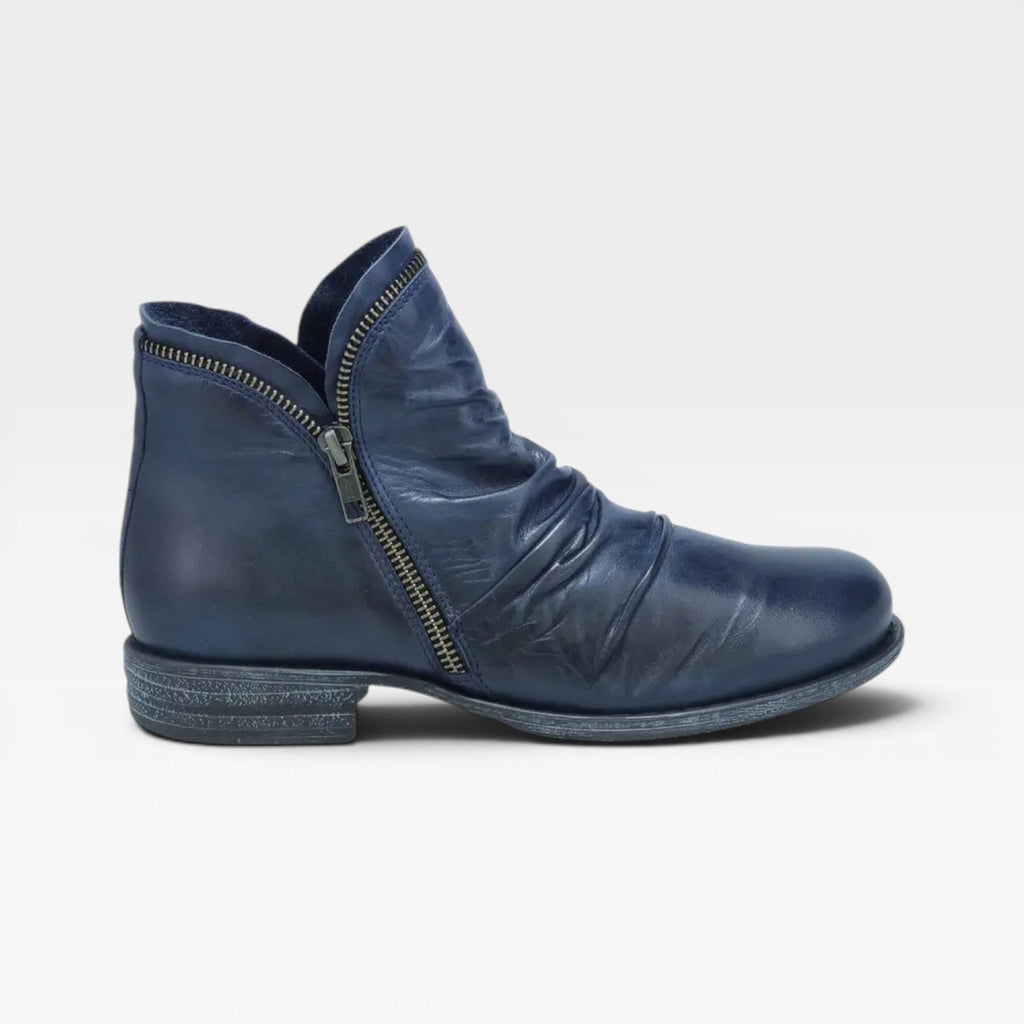 Women's Leather Ankle Boots with Side Zip