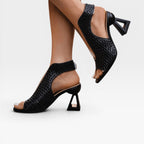 Women's Sculpted Heel Woven Statement Sandals