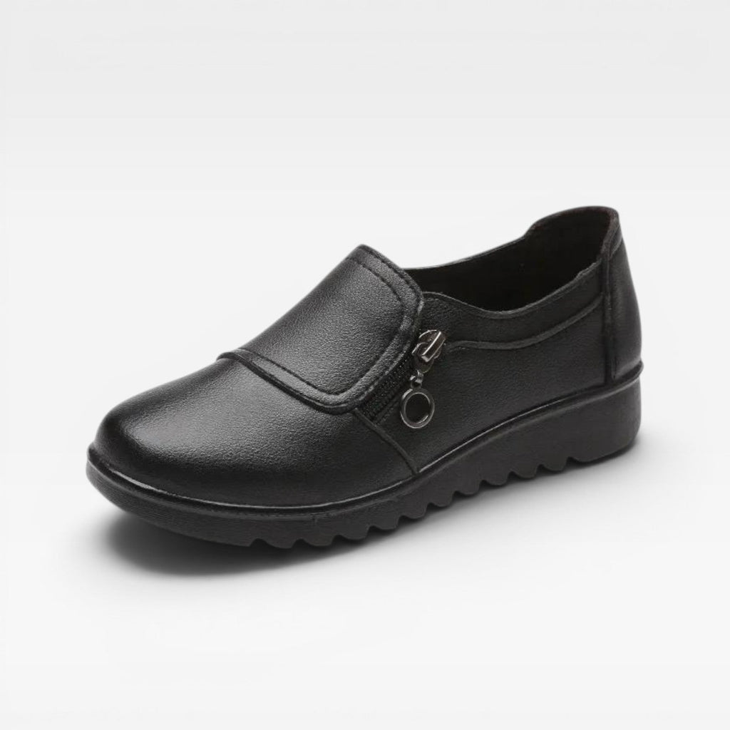 Women's Leather Loafers with Zip Detail