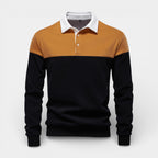 Color Block Long Sleeve Pullover Polo Shirt for Men