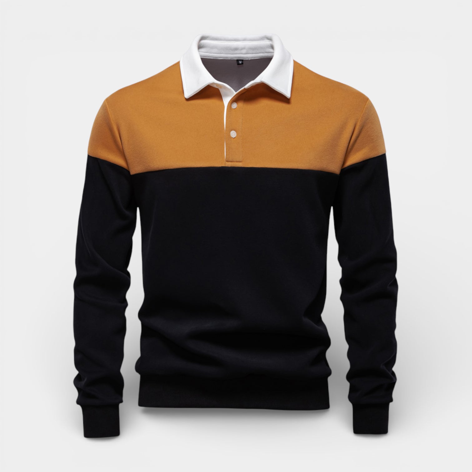 Color Block Long Sleeve Pullover Polo Shirt for Men