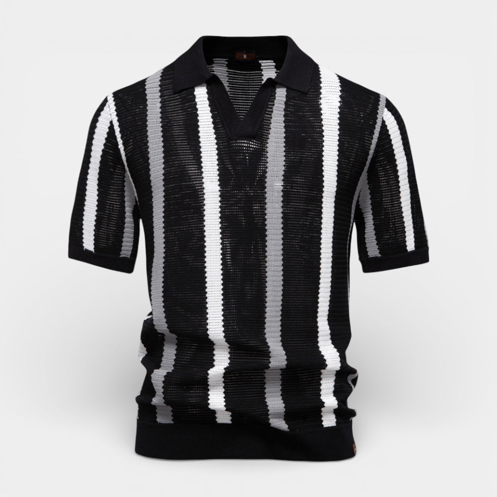 Striped Open Collar Polo Shirt Regular Fit for Men
