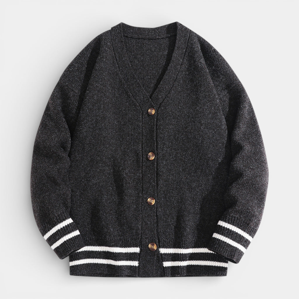 V-Neck Button-Up Knit Cardigan Regular Fit for Men