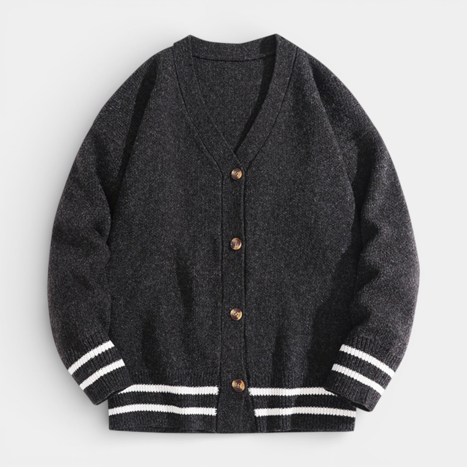 V-Neck Button-Up Knit Cardigan Regular Fit for Men