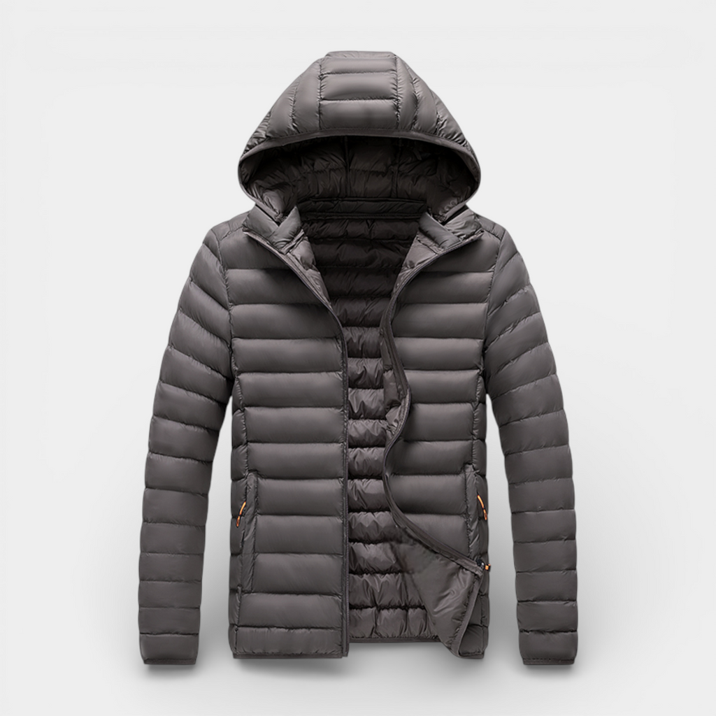 Hooded Quilted Jacket Lightweight Padded for Men