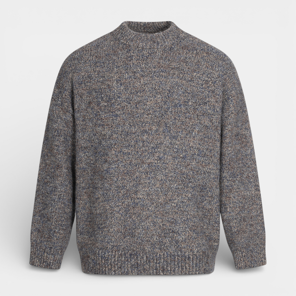 Relaxed Fit Fisherman Crewneck Knit Sweater for Men