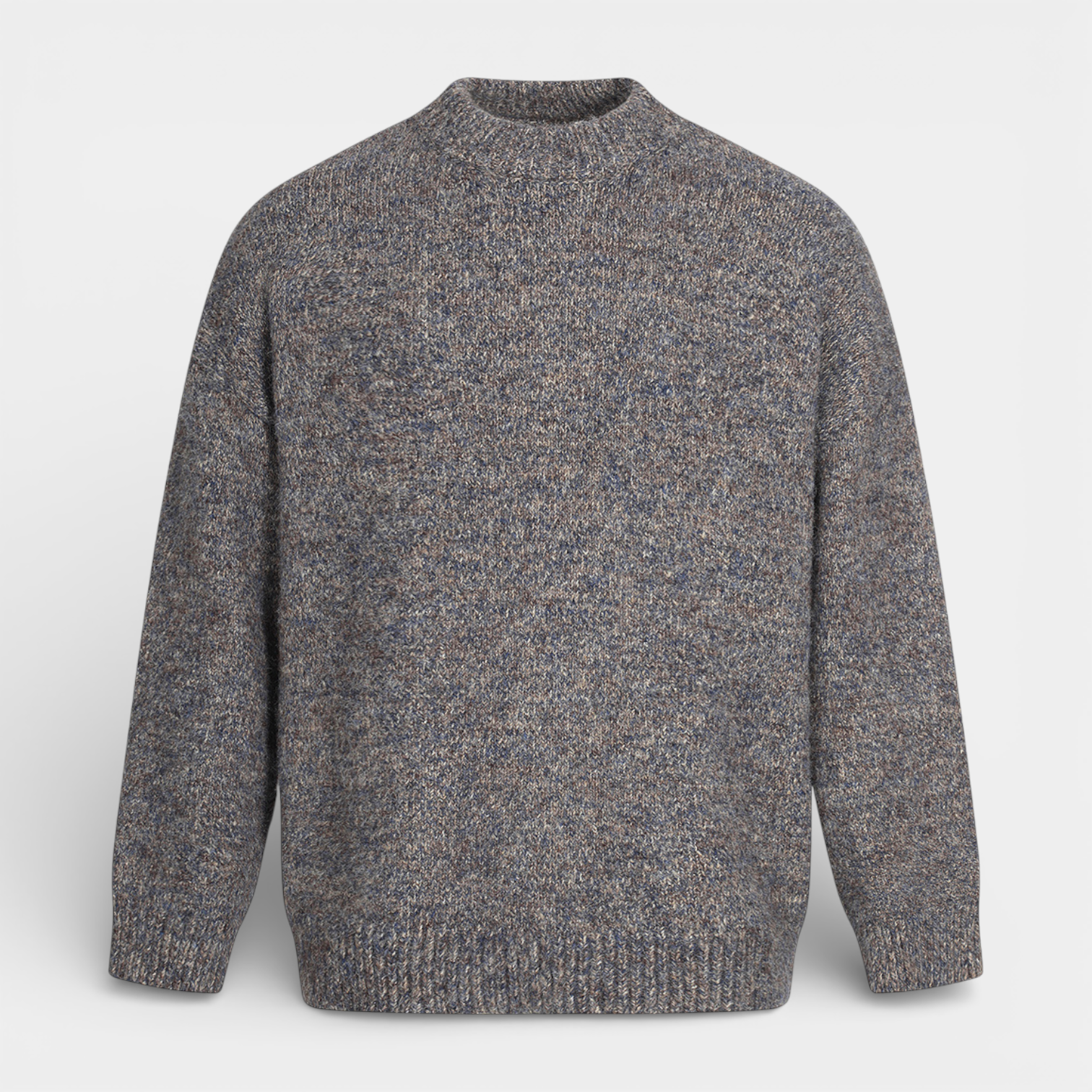 Relaxed Fit Fisherman Crewneck Knit Sweater for Men