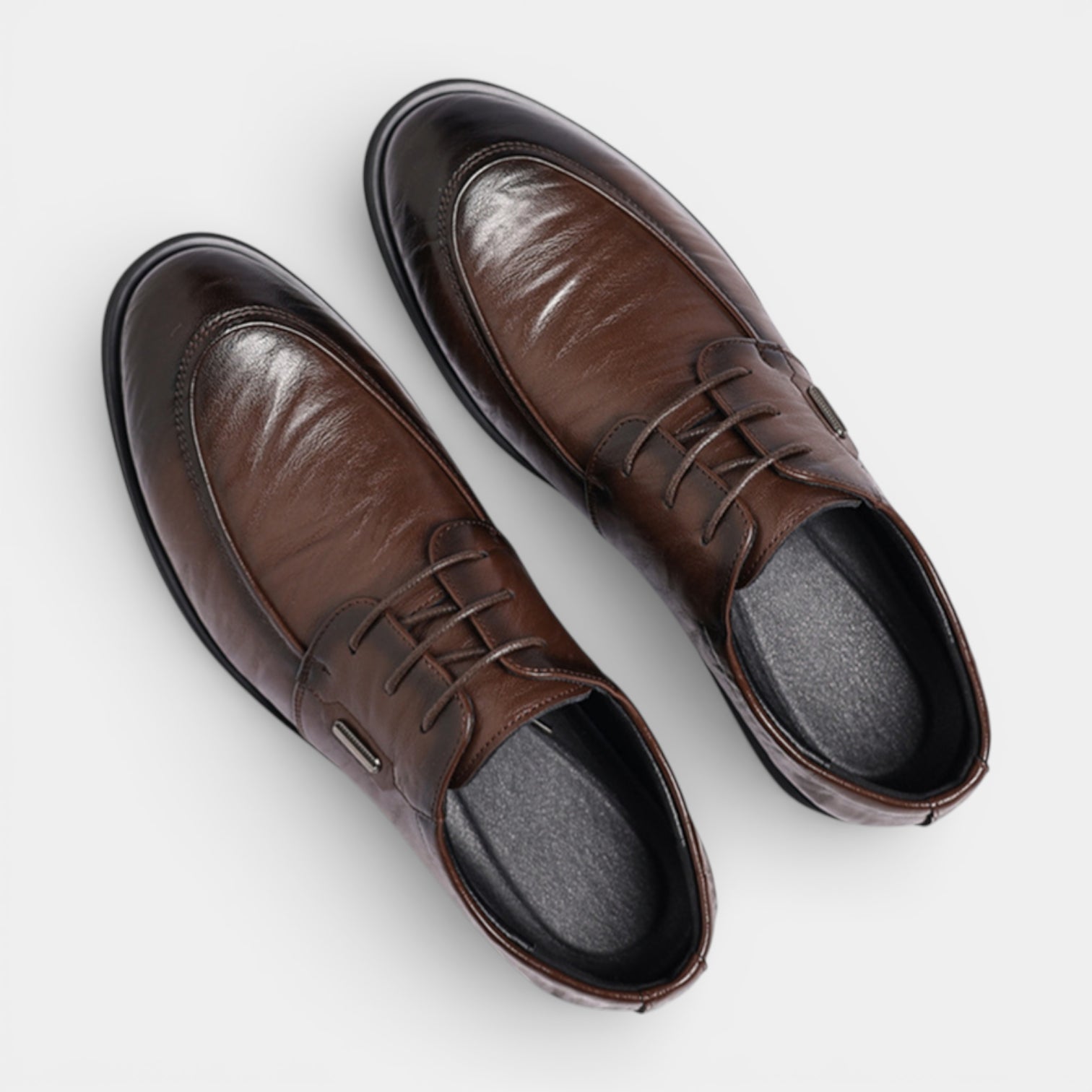 Lace-Up Derby Dress Shoes Smooth Rounded Toe for Men