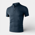 Stand Collar Henley Shirt Short Sleeve for Men