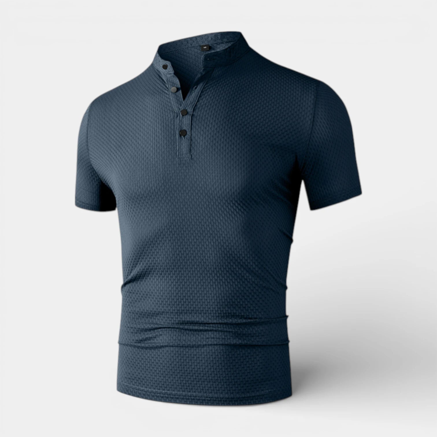 Stand Collar Henley Shirt Short Sleeve for Men