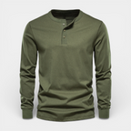 Long Sleeve Henley Shirt Button Placket Regular Fit for Men