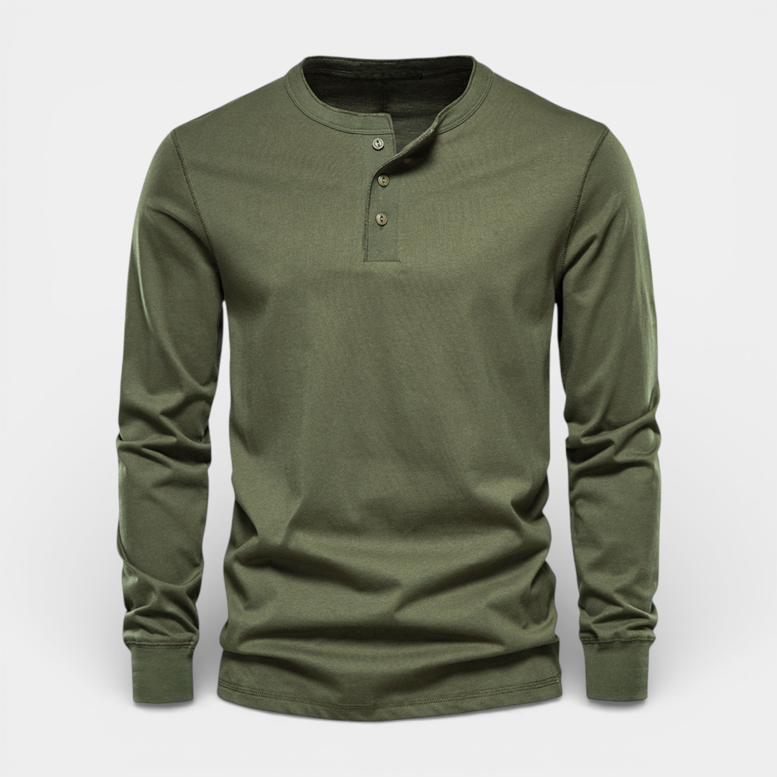 Long Sleeve Henley Shirt Button Placket Regular Fit for Men
