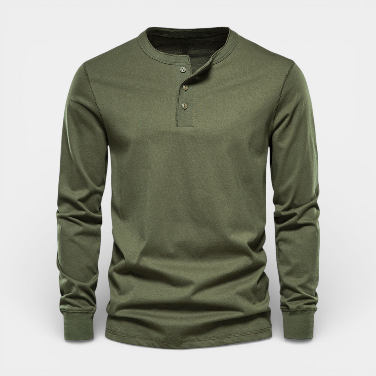 Long Sleeve Henley Shirt Button Placket Regular Fit for Men