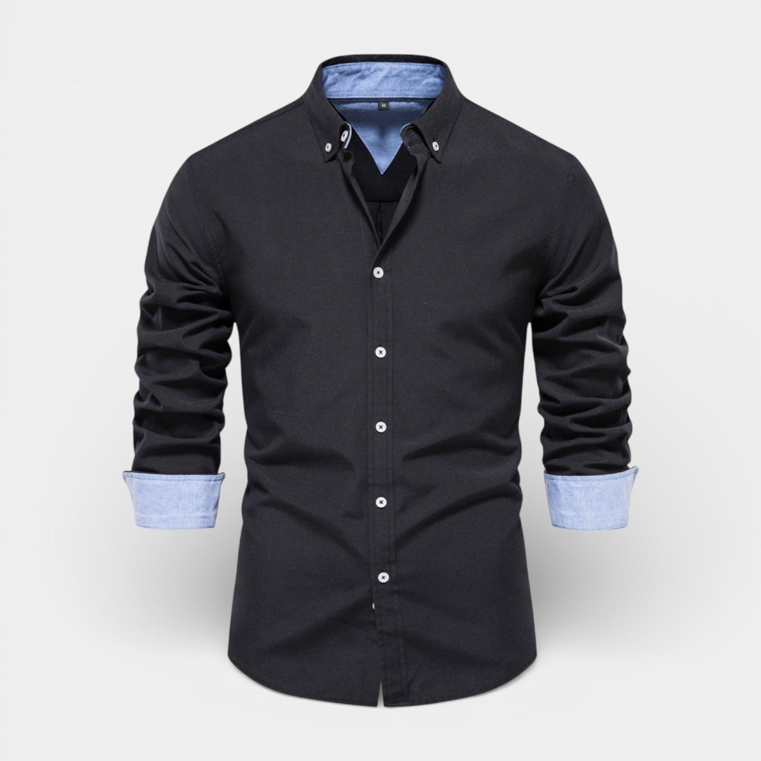 Long Sleeve Button-Up Shirt Contrast Cuff for Men