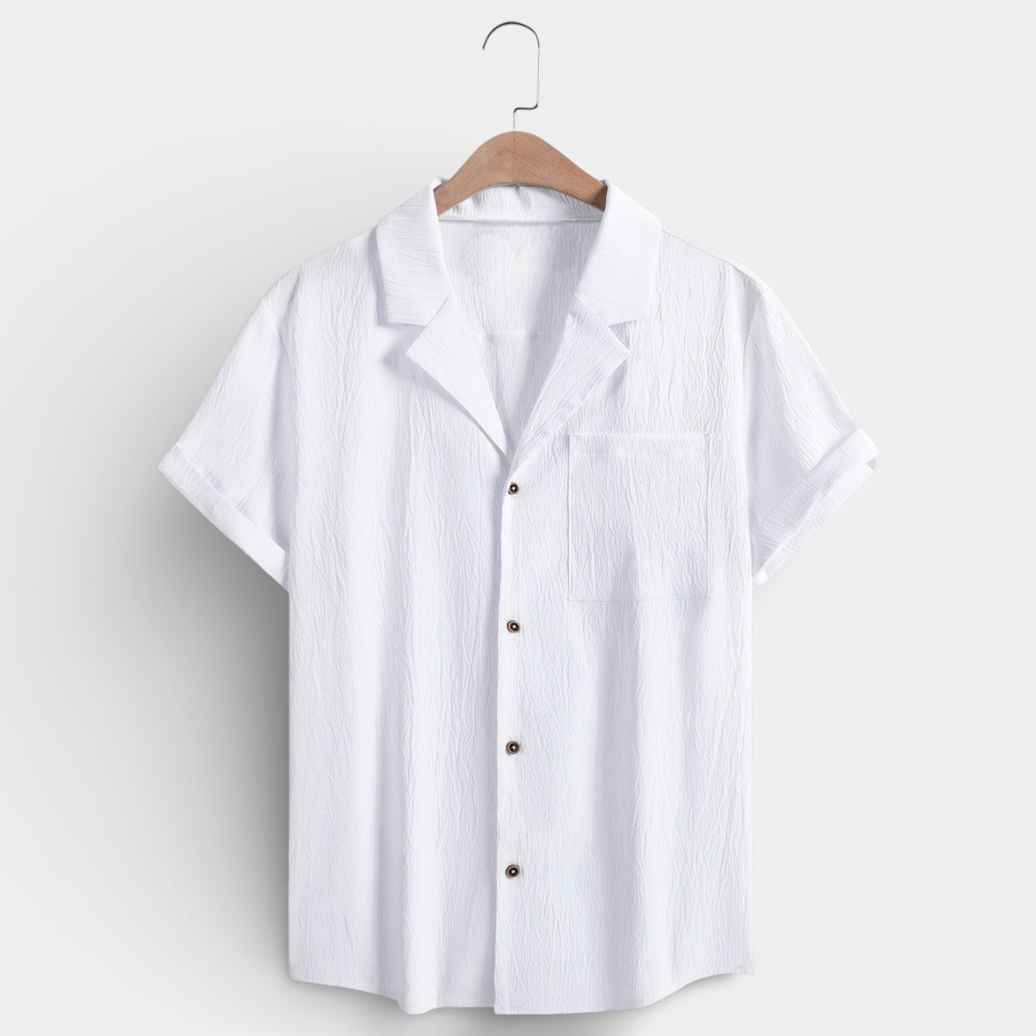 Short Sleeve Button-Up Textured Shirt Regular Fit for Men