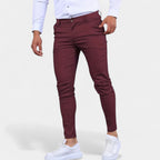 Slim Fit Stretch Trousers Flat Front Tapered for Men