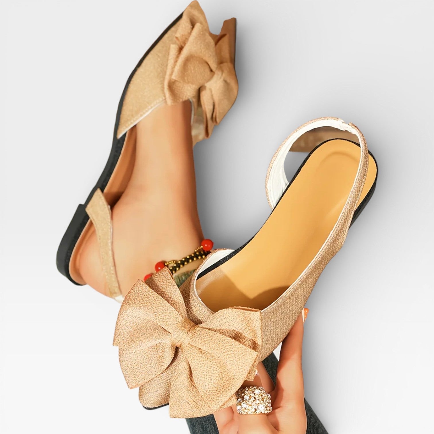 Women's Pointed-Toe Slingback Flats with Bow