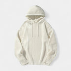 Ribbed Knit Hoodie Relaxed Fit Drawstring for Men