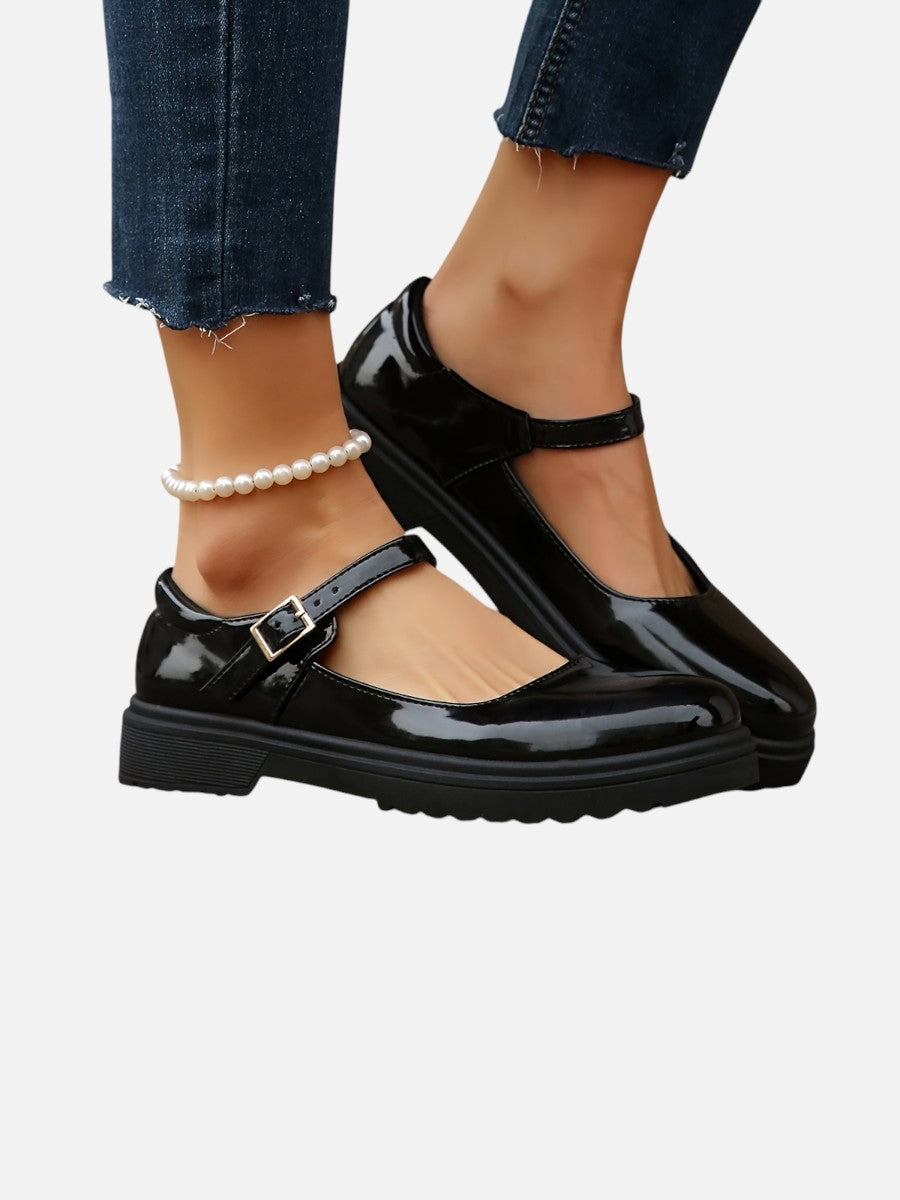 Women's Glossy Mary Jane Loafers for Everyday Comfort