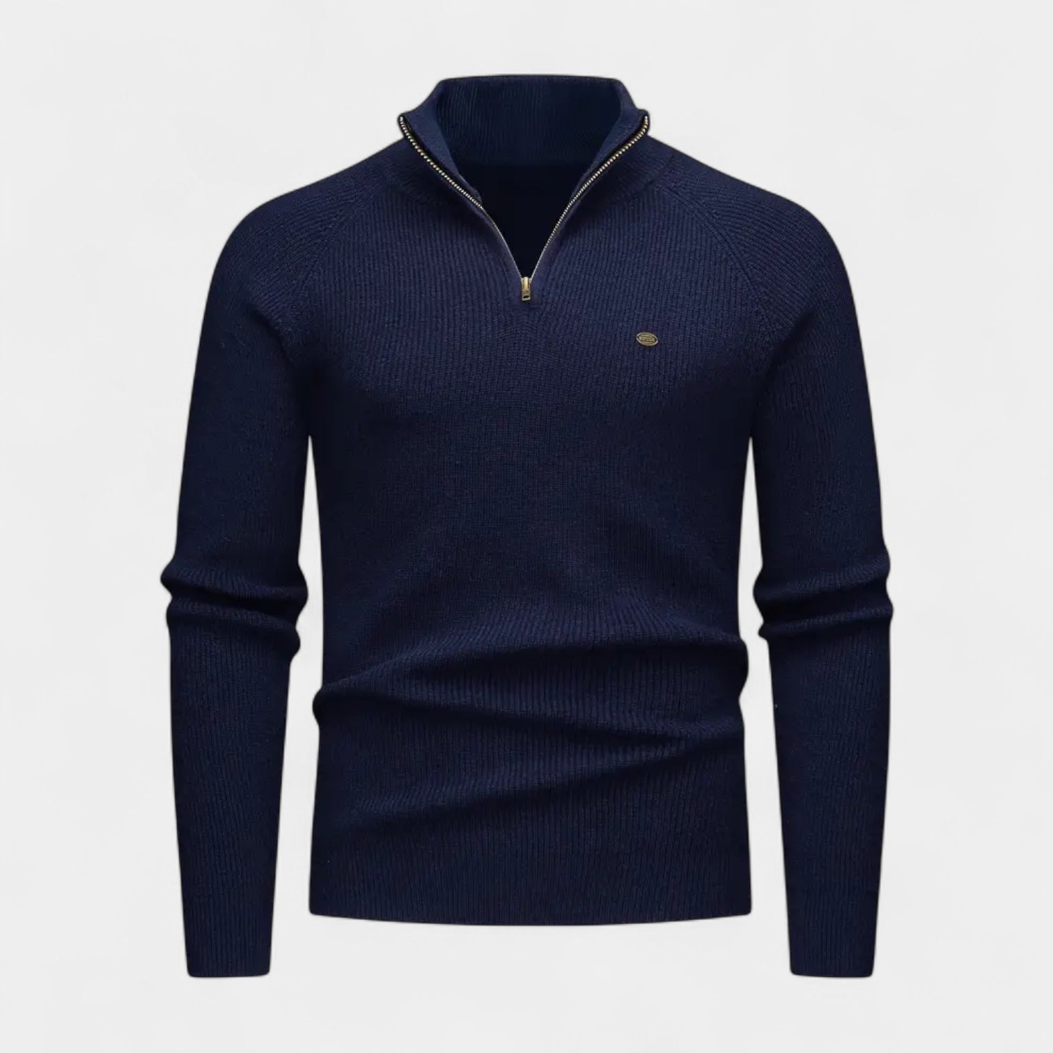 Quarter-Zip Knit Sweater Ribbed Slim Fit for Men