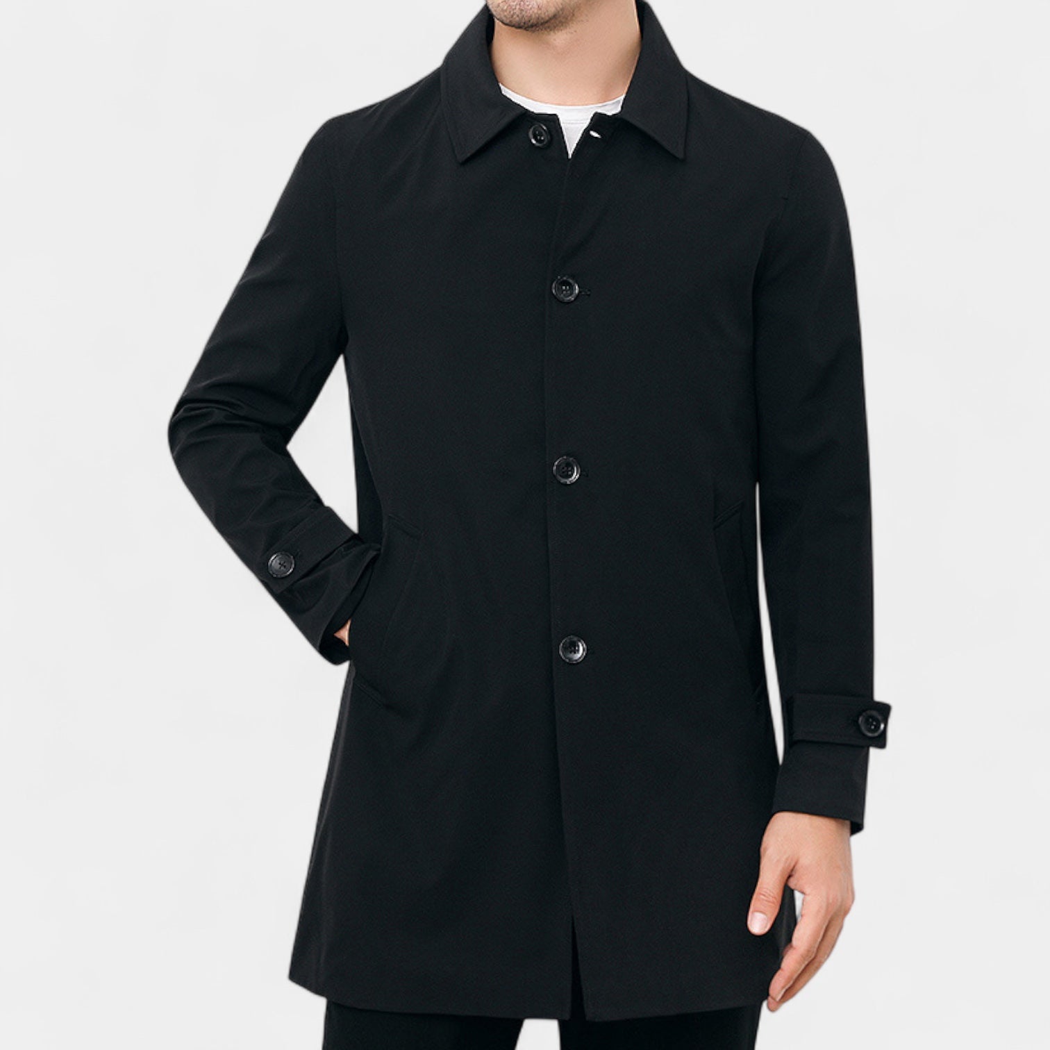 Waterproof Trench Coat Regular Fit Mid-Length for Men