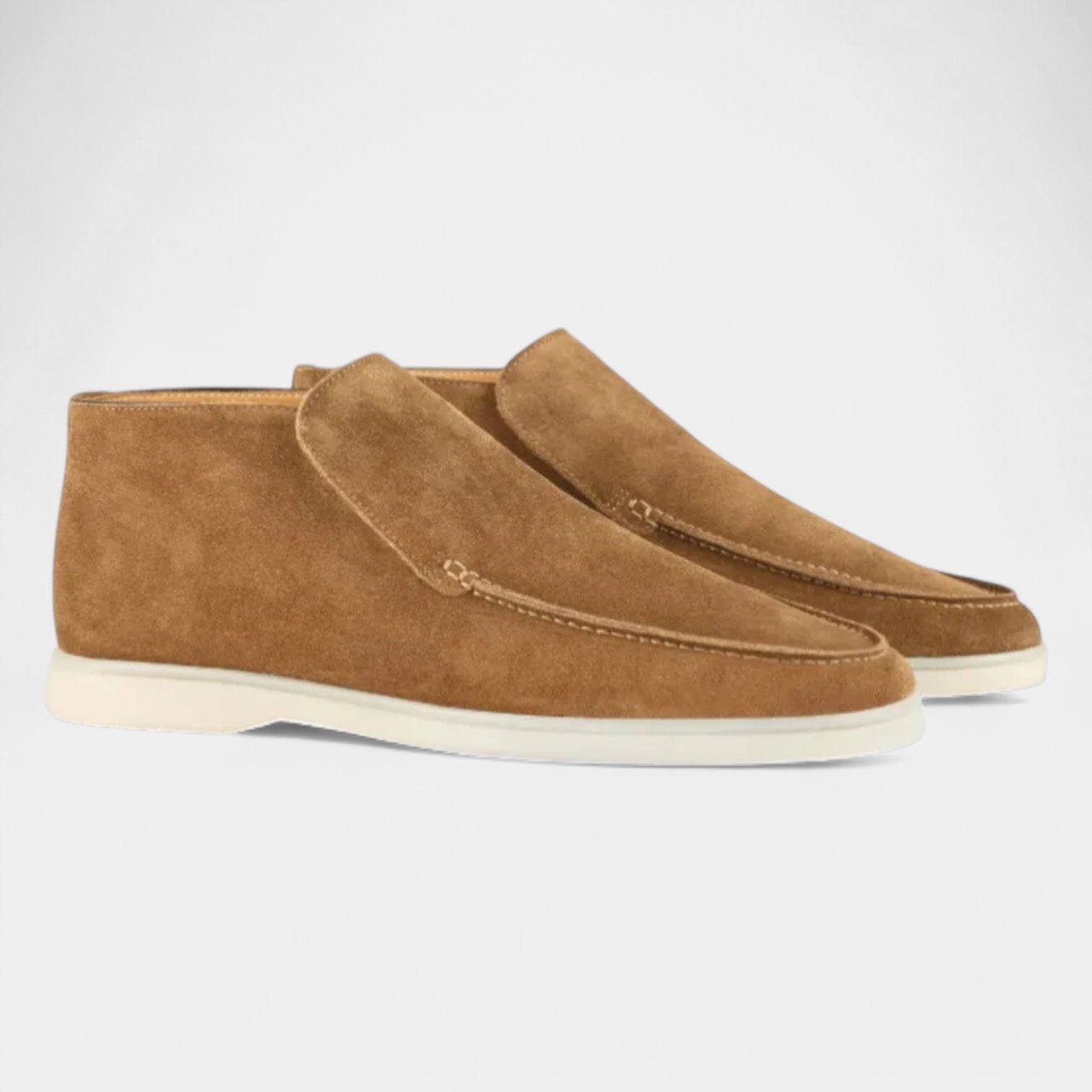 Suede High-Top Loafers Slip-On Rubber Sole for Men