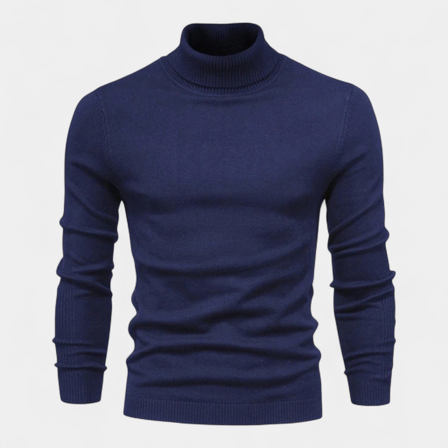Ribbed Turtleneck Sweater Slim Fit Knit for Men