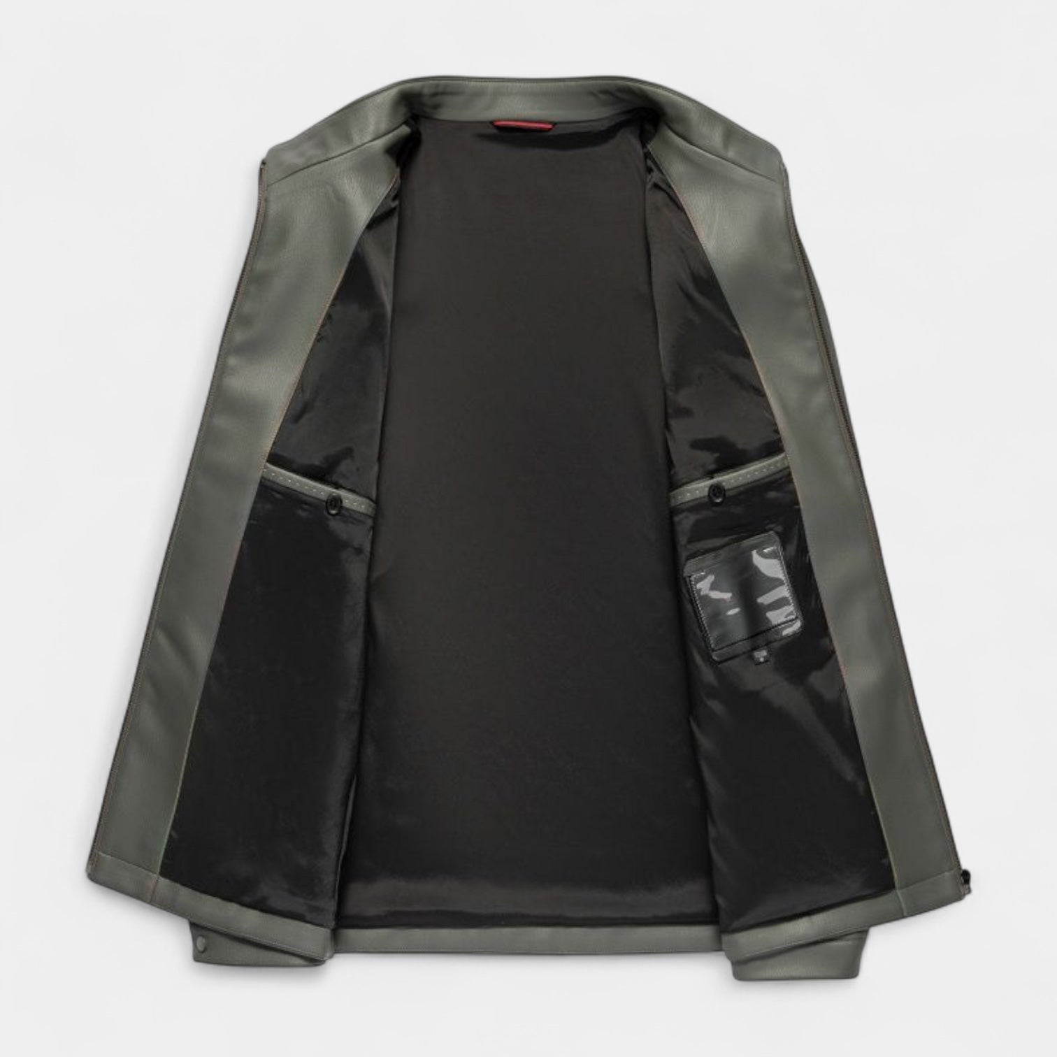 Genuine Leather Stand Collar Jacket Regular Fit for Men