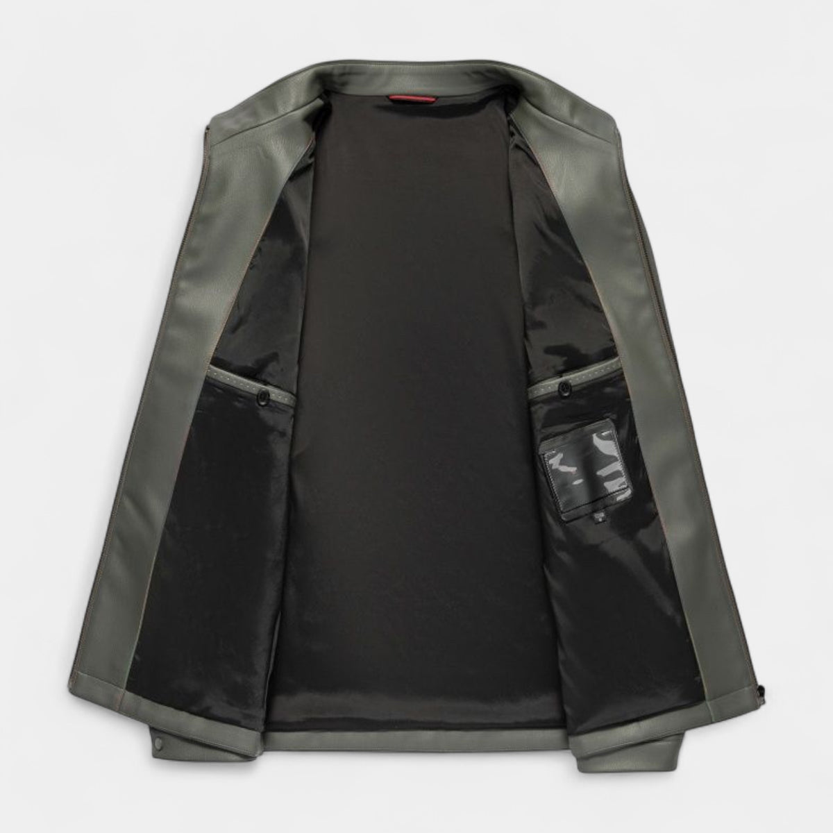 Genuine Leather Stand Collar Jacket Regular Fit for Men