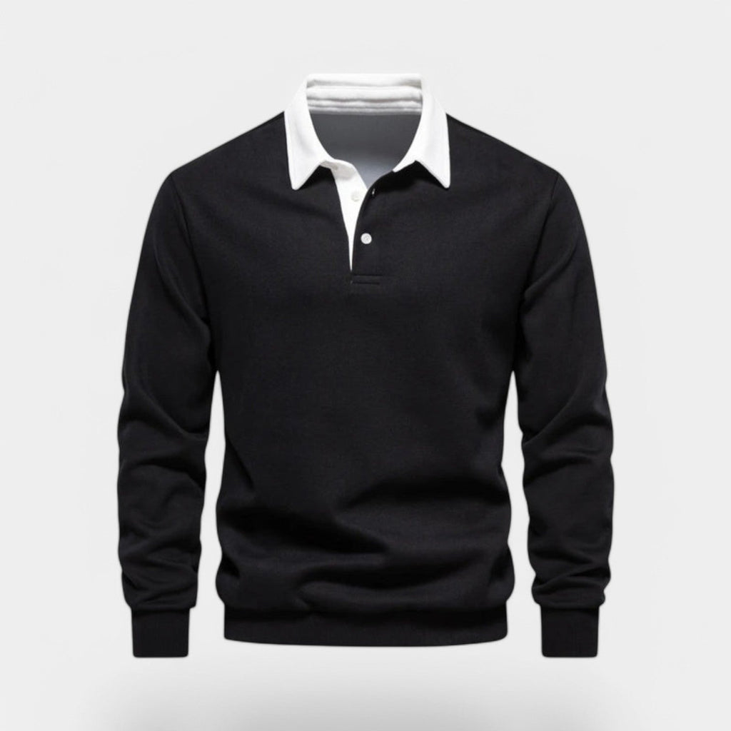 Dress Collar Polo Sweatshirt Cotton Pullover for Men