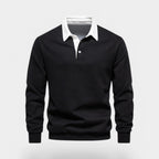 Dress Collar Polo Sweatshirt Cotton Pullover for Men