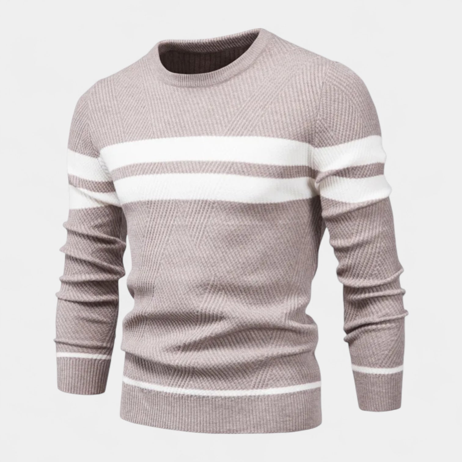 Striped Crewneck Pullover Sweater Slim Fit for Men